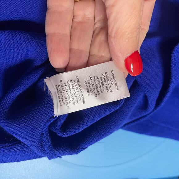 Tahari knit tunic sweater top women's 18 - 20 royal blue tunic style fine gauge - Picture 10 of 16